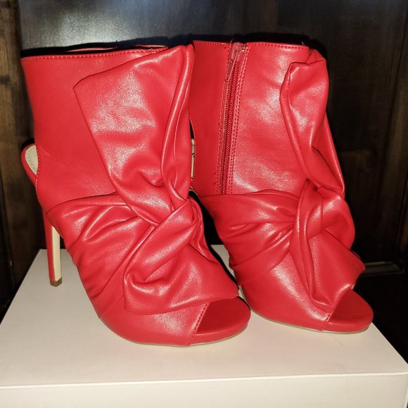 2/$35   Red Peep-toe bootie, 7.5 'divine' - Picture 3 of 6